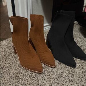 Steven By Steve Madden Tan and Black Ankle Boots Pair